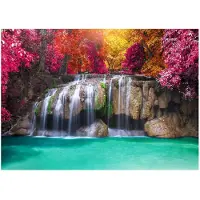 WALLARENA - Fotobehang - 300x210 cm - 3D waterval bos natuur voor slaapkamer woonkamer