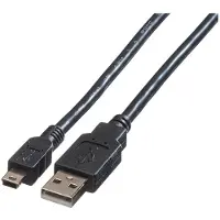 Roline USB 2.0 Kabel, type A - 5-Pin Mini, zwart, zwart, 1,8 m