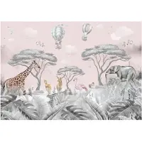 WALLARENA - Fotobehang - 250x175 cm - kinderkamer behang met safari dieren