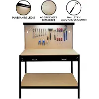 Monster Werkbank + Ophangbord + Lade + Verlichting - Zwart
