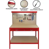Monster Werkbank + Ophangbord + Lade + Verlichting - Rood