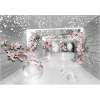 WALLARENA - Fotobehang - 250x175 cm - 3D bloemen tunnel illusie voor slaapkamer woonkamer wandtapijt