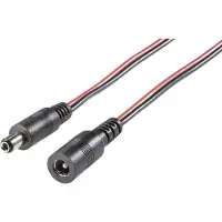 BKL DC plug (m) - DC plug (v) verlengkabel - 5,5mm x 2,1mm - max. 12V/10A / rood/zwart - 3 meter