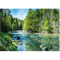WALLARENA - Fotobehang - 350x250 cm - 3D waterval natuur landschap muurdecoratie