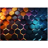 WALLARENA - Fotobehang - 250x175 cm - 3D zeshoeken voor jongens, muurbekleding