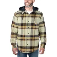 Carhartt Overhemd Men Flannel Sherpa Lined Hooded Dark Brown-XL