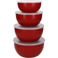 KitchenAid Mengkom met deksel, 4 delige set, Kunststof, Rood -