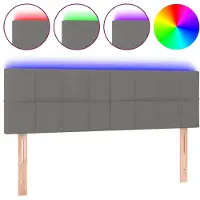 vidaXL Hoofdbord LED 144x5x78/88 cm stof donkergrijs