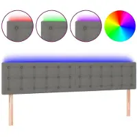 vidaXL Hoofdbord LED 160x5x78/88 cm stof donkergrijs