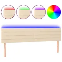 vidaXL Hoofdbord LED 200x5x78/88 cm stof crèmekleurig