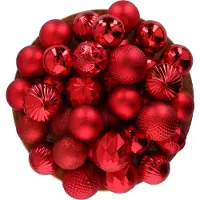 Giftsome Rode Kerstballen Set - 60 Stuks Kunststof Kerstballen - Ø6/7 cm