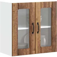 vidaXL Keukenbovenkast met glazen deur Lucca bewerkt hout oud houtkleurig