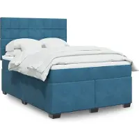 vidaXL Boxspring met matras fluweel blauw 160x200 cm