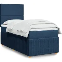 vidaXL Boxspring met matras stof blauw 90x200 cm