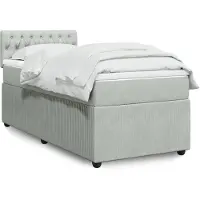 vidaXL Boxspring met matras fluweel lichtgrijs 100x200 cm