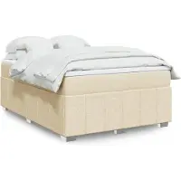 vidaXL Boxspring met matras stof crèmekleurig 140x190 cm