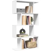vidaXL Kamerverdeler Boekenkast 4-laags Wit 70x24x129 cm Bewerkt Hout