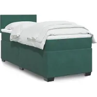 vidaXL Boxspring met matras fluweel donkergroen 90x190 cm