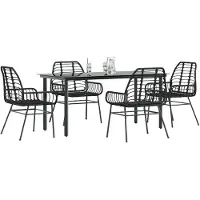 vidaXL 5-delige Tuinset poly rattan glas zwart