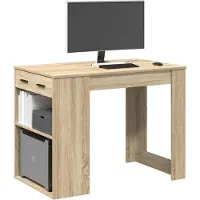 vidaXL Bureau met lade&plank 102x62x77,5 cm bewerkt hout sonoma eiken