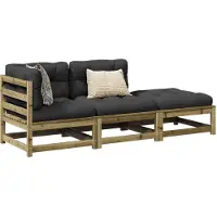 vidaXL 3-delige Loungeset met kussens geïmpregneerd grenenhout