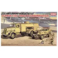 ACADEMY Modelbouwpakket Militaire voertuigen - 13401 Duitse Brandstoftruck - Schwimmwagen WWII - Duitse Militaire Voertuigen Plastic - 1:72 - Modelbouw