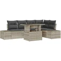 vidaXL Tuinbank Set 6 st Lichtgrijs poly rattan