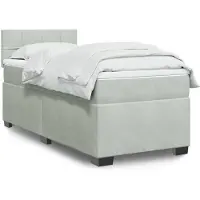 vidaXL Boxspring met matras fluweel lichtgrijs 100x200 cm