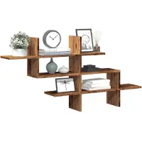 vidaXL Wandschap 124,5x18x60,5 cm bewerkt hout oud houtkleurig