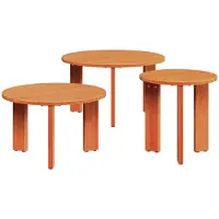 vidaXL Salontafel 3 st Wasbruin 47,5 x 47,5 x 27 cm Massief grenenhout