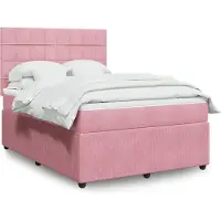 vidaXL Boxspring met matras fluweel roze 160x200 cm