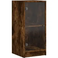 vidaXL Bijzetkast met glazen deuren 35x37x75,5 cm gerookt eikenkleurig