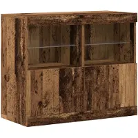 vidaXL LED Dressoir Bruin 81 x 37 x 66,5 cm Bewerkt hout