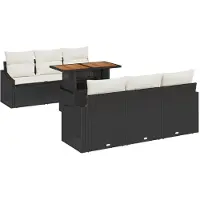 vidaXL Tuinbank Set 7 st Zwart en Crème