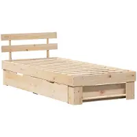 vidaXL Bedframe met hoofdeinde Naturel 75 x 190 cm Massief grenenhout