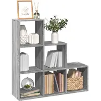 vidaXL Kamerscherm / boekenkast 3-laags 99x29x99 cm hout grijs sonoma