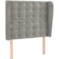 vidaXL Hoofdbord met randen 103x23x118/128 cm fluweel lichtgrijs