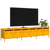 vidaXL Tv-meubel 202x39x43,5 cm koudgewalst staal mosterdgeel