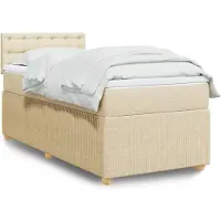 vidaXL Boxspring met matras stof crèmekleurig 100x200 cm