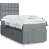 vidaXL Boxspring met matras stof lichtgrijs 100x200 cm