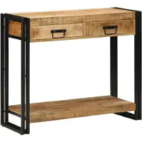 vidaXL Wandtafel met lade Bruin 90 x 33 x 75 cm Massief Mango Hout