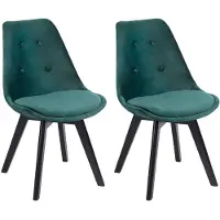 Happy Garden Set van 2 groene NORA fluwelen stoelen met kussen