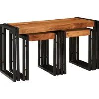 vidaXL Nesttafel 3 st Bruin en Zwart 82 x 40 x 45 cm