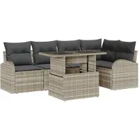 vidaXL Tuin Sofa Set 6 st Lichtgrijs poly rattan