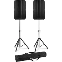 VONYX VD715A actieve speakerset met Bluetooth, draadloze Stereo Pairing, statieven - 15 inch - 1800W
