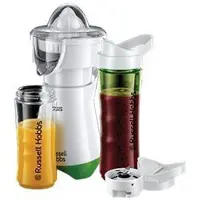 Russell Hobbs Smoothie Maker Mix en Go Juicer, Blender met 2 waterflessen, Citruspers, 300 W, Wit / Groen