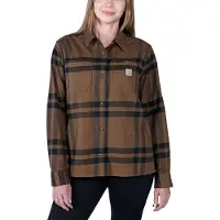 Carhartt Vest Women Midweight Flannel Shirt Brown Heather-S