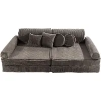Meowbaby Modulaire speelbank | speelbank kinderkamer | Bankje voor kinderen | Corduroy | Bruin