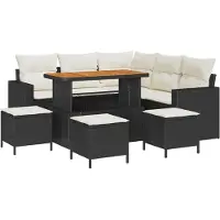 vidaXL Tuinbank Set 10 st 7-Aantal zitplaatsen Zwart en Crème