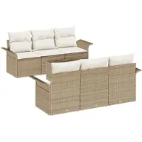 vidaXL Tuinbank Set 7 st Beige poly rattan